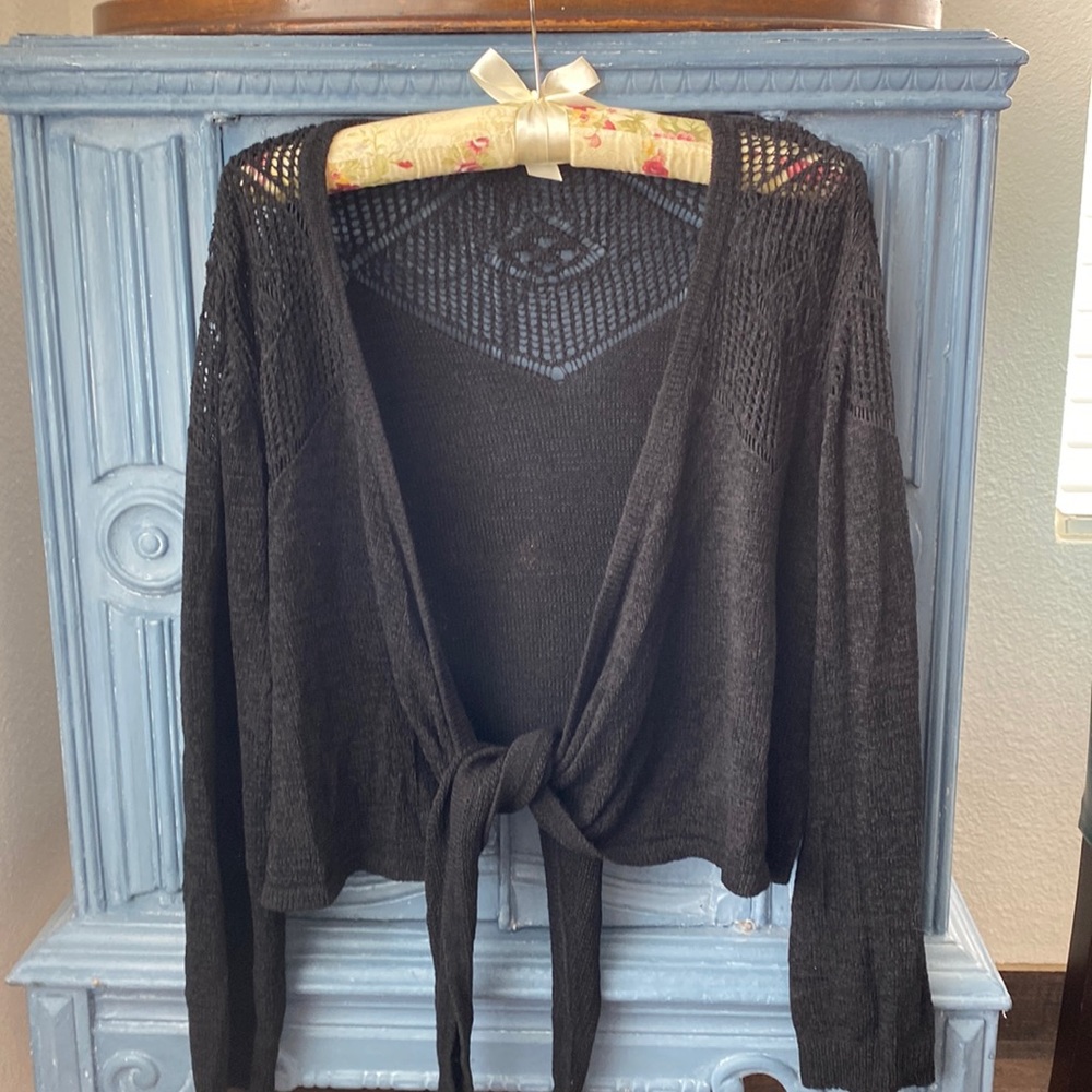 Black long sleeve sweater wrap